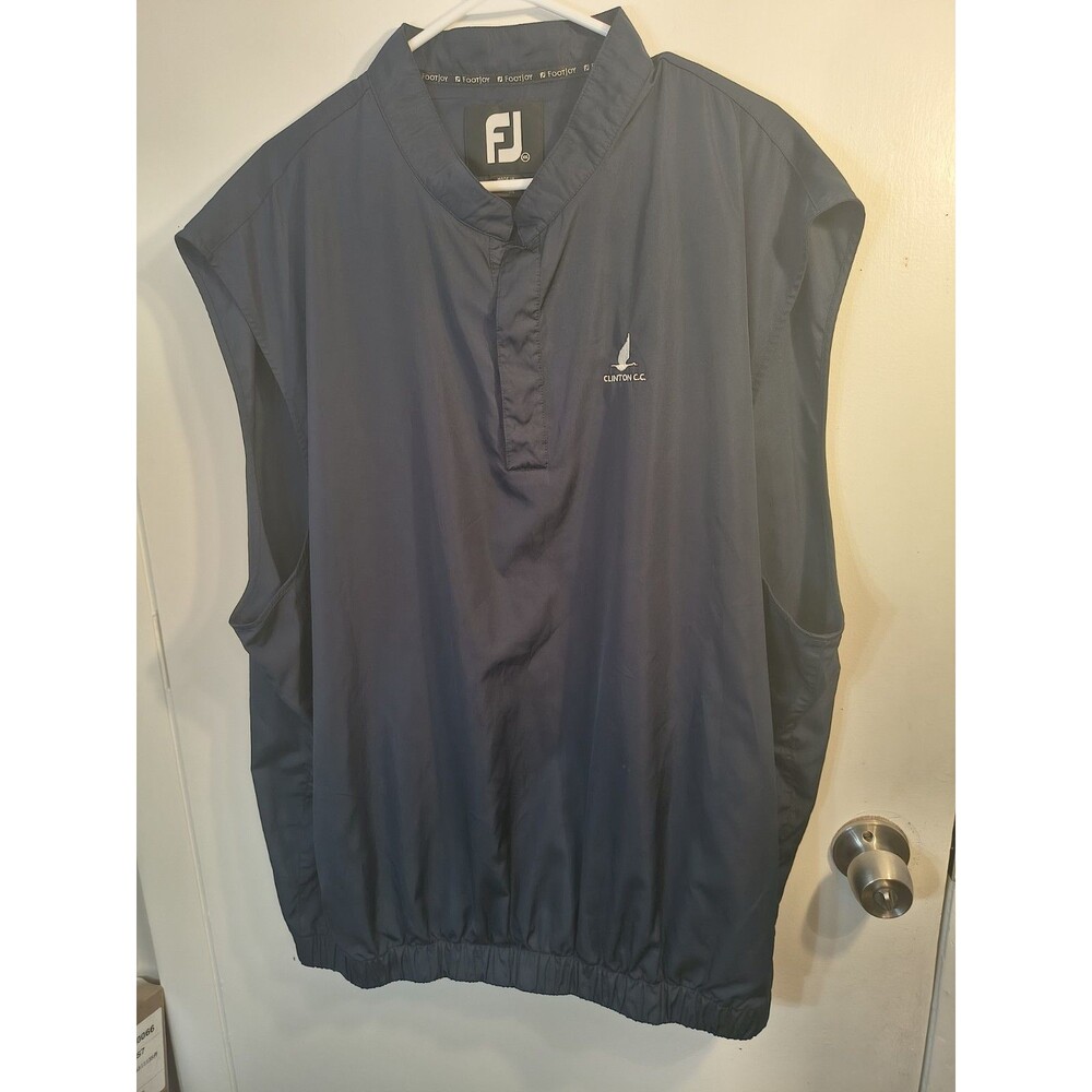 FootJoy FJ Golf Vest Mens XXL 2XL Navy Blue Wind Shirt Clinton CC Country Club